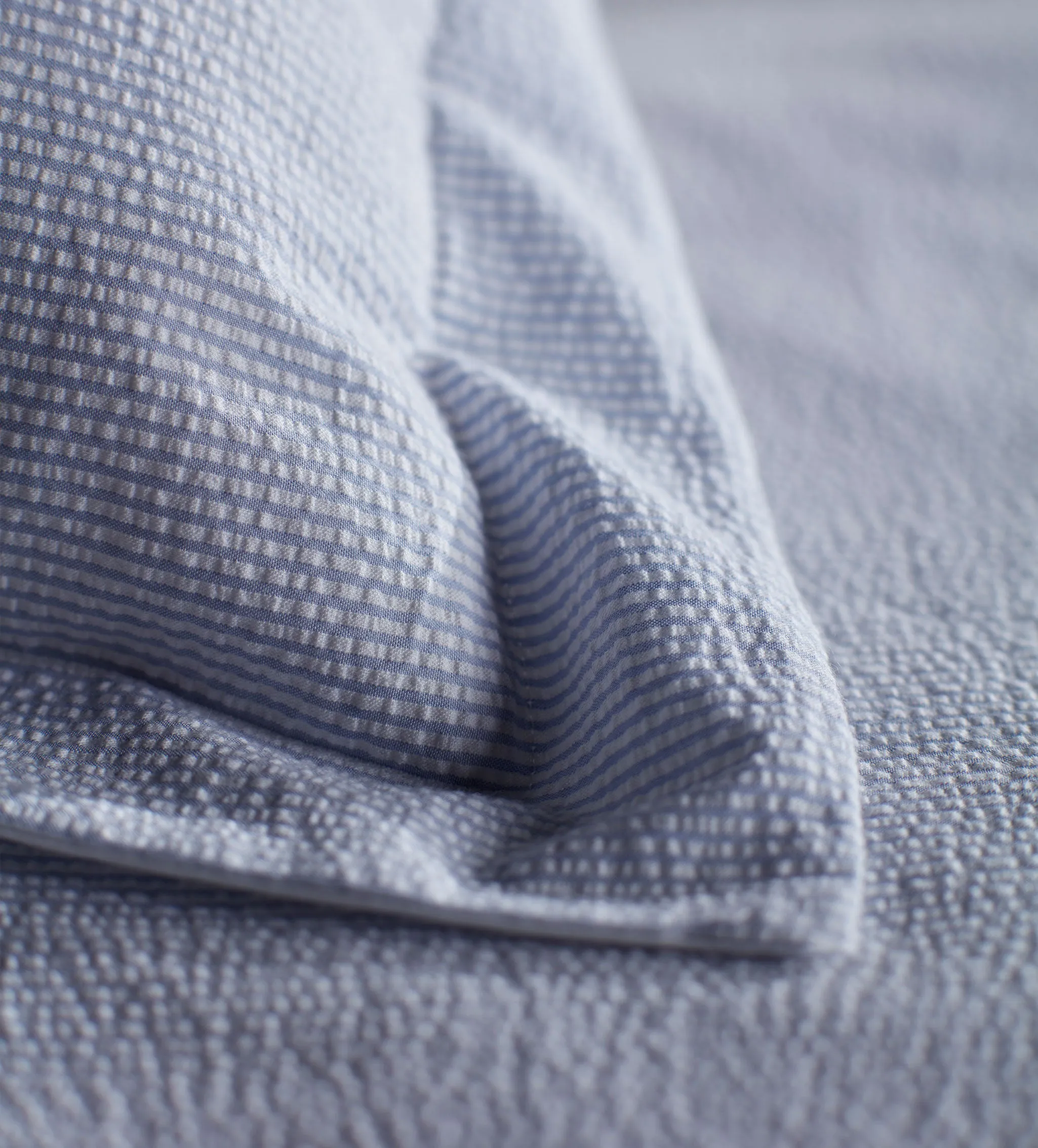 Blue Seersucker Stripe 100% Cotton Bed Linen