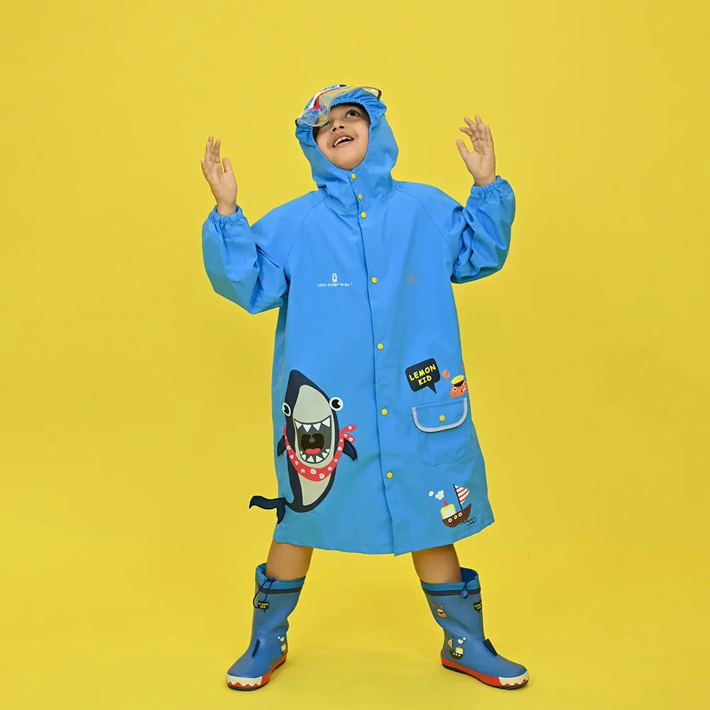 Blue Shark Theme Raincoat for Kids