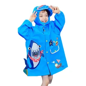 Blue Shark Theme Raincoat for Kids