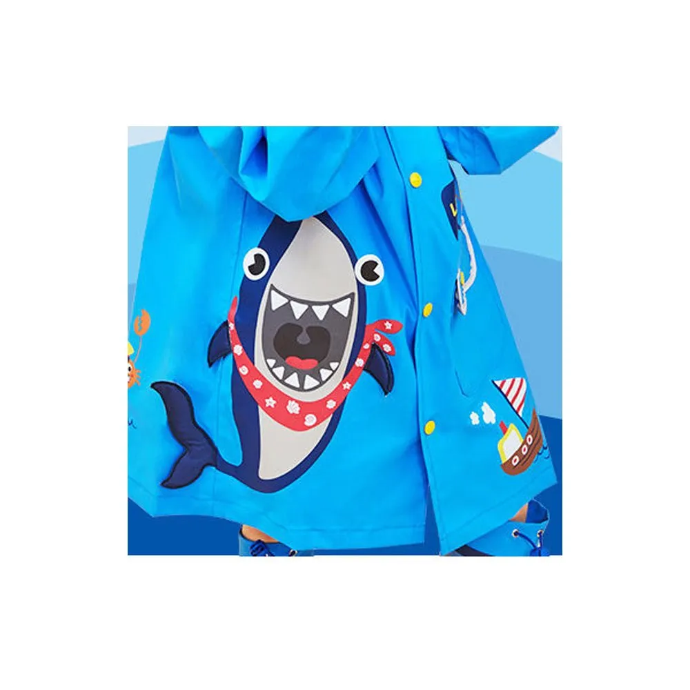 Blue Shark Theme Raincoat for Kids