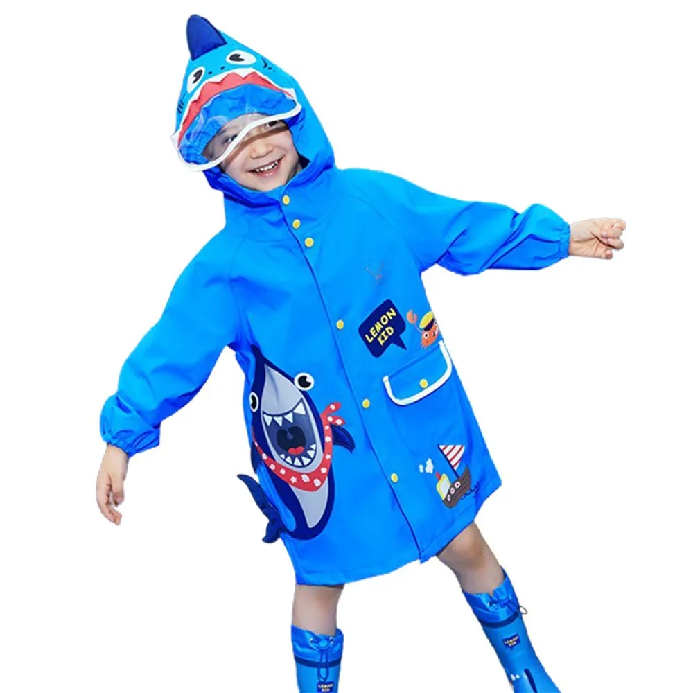 Blue Shark Theme Raincoat for Kids