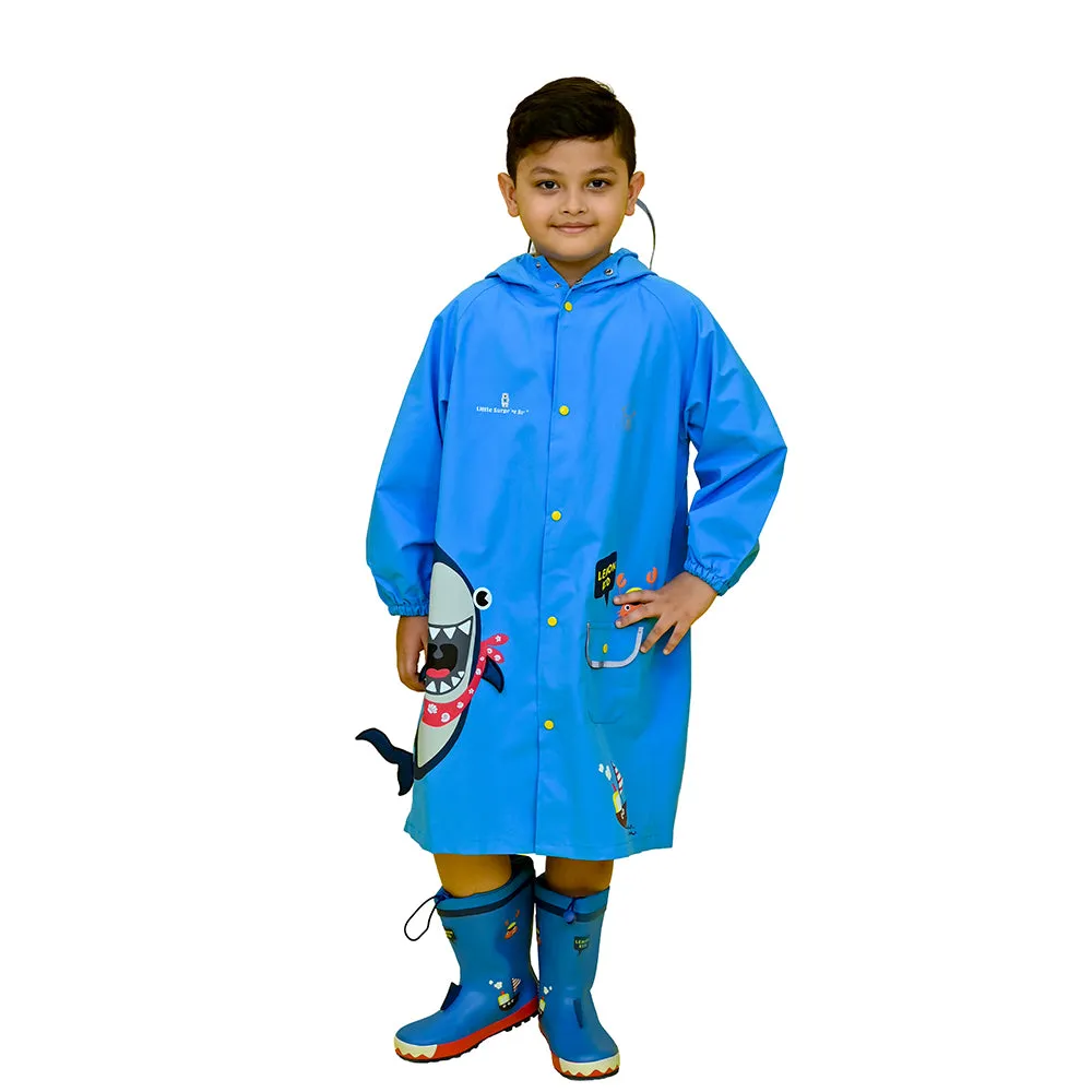 Blue Shark Theme Raincoat for Kids