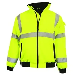 Bomber Jacket, Safety, with Fleece Lining, 3M Scotchlite Reflective Tape, ANSI Class 3, Yellow/Black, FA-BJ3-5020-YB