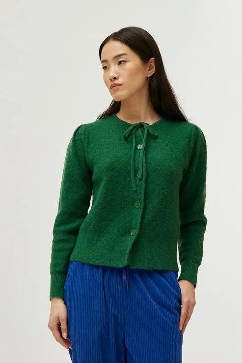 Bow Knit Cardigan - Green