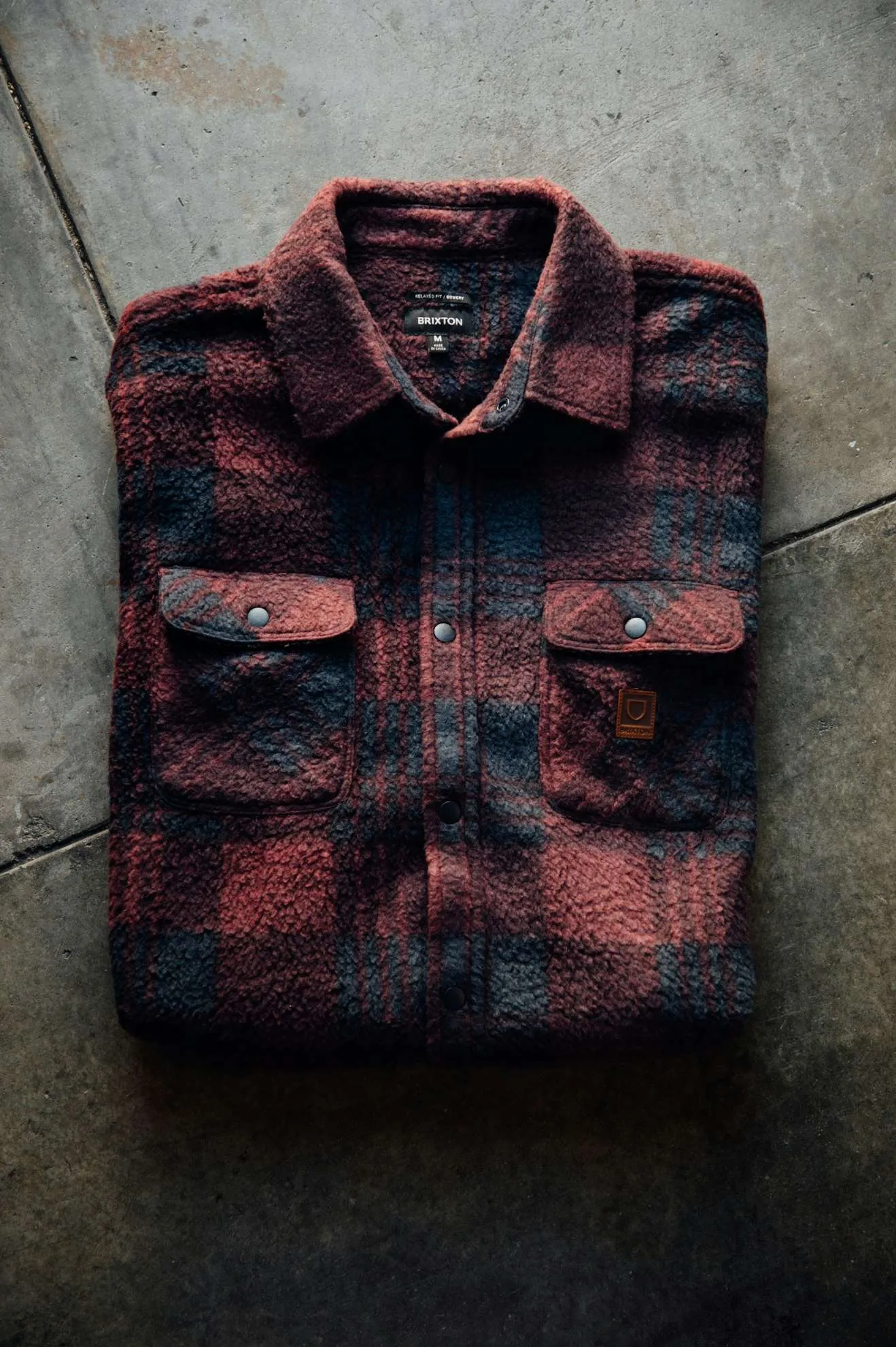 Bowery Arctic Stretch L/S Fleece - Cordovan Red/Washed Navy Plaid