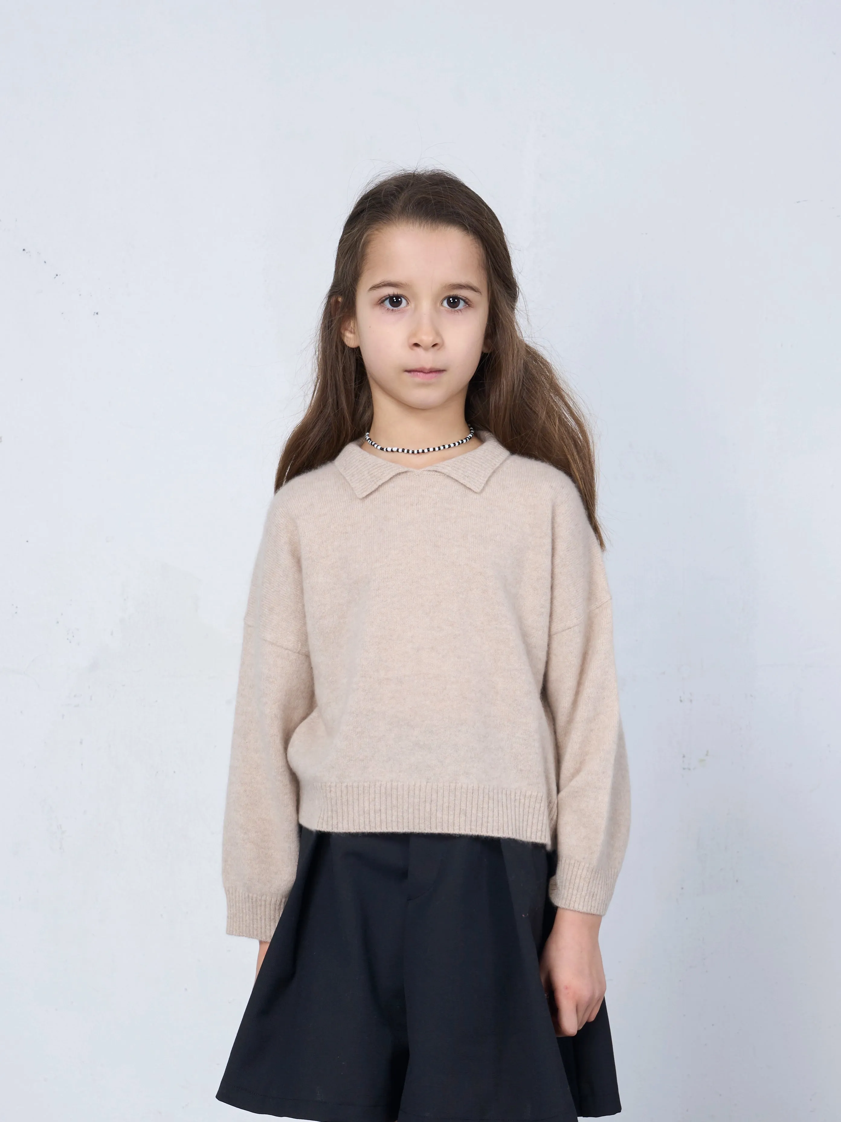 BOXY POLO SWEATER BEIGE <br> - TO PERSONALIZE -