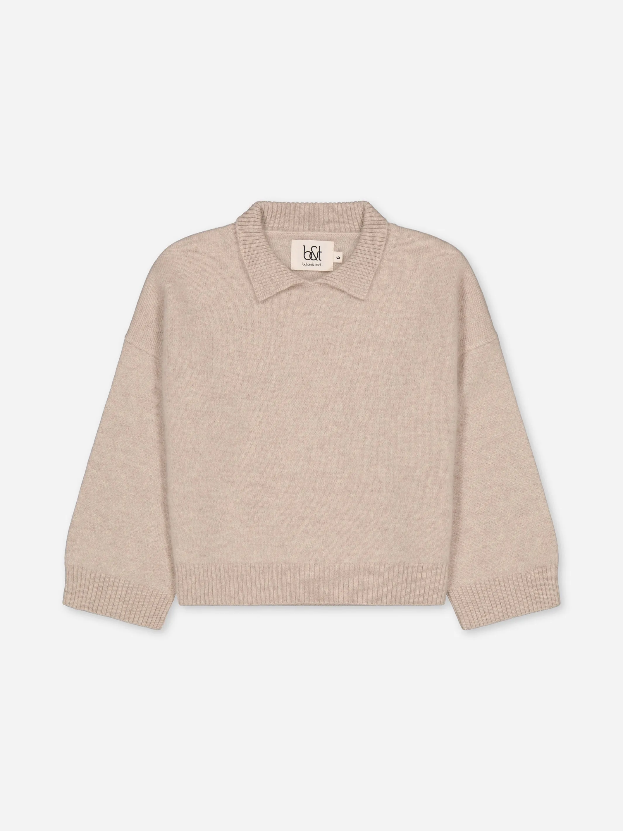 BOXY POLO SWEATER BEIGE <br> - TO PERSONALIZE -