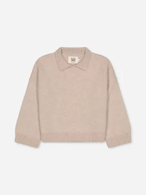 BOXY POLO SWEATER BEIGE <br> - TO PERSONALIZE -