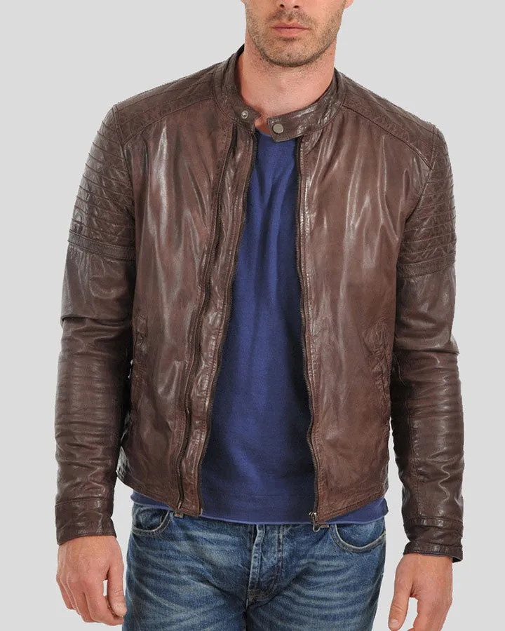 Brown Slim Fit Motorcycle Leather Jacket