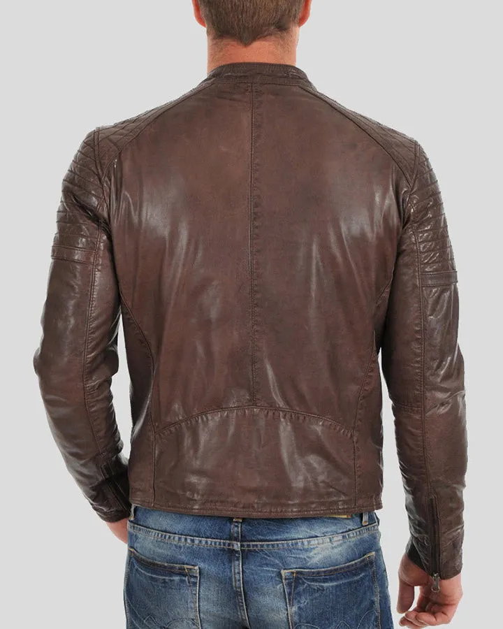 Brown Slim Fit Motorcycle Leather Jacket