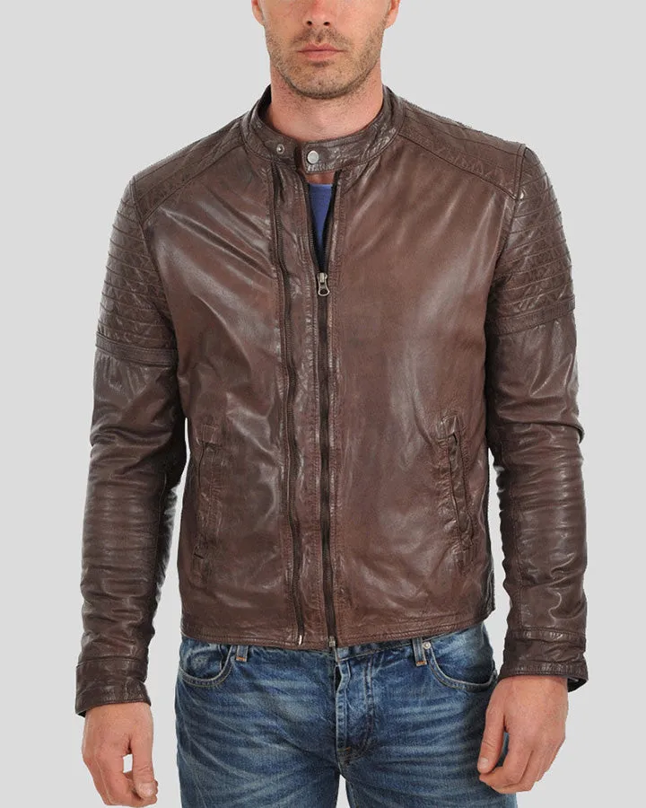 Brown Slim Fit Motorcycle Leather Jacket