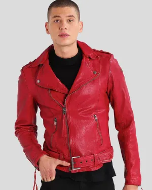 Buel Red Motorcycle Leather Jacket