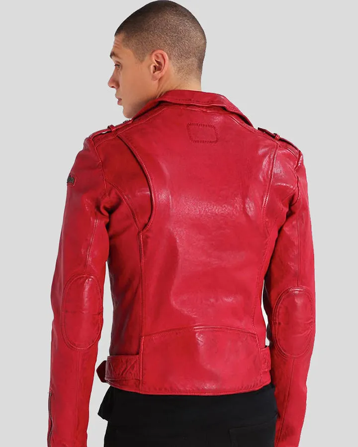 Buel Red Motorcycle Leather Jacket