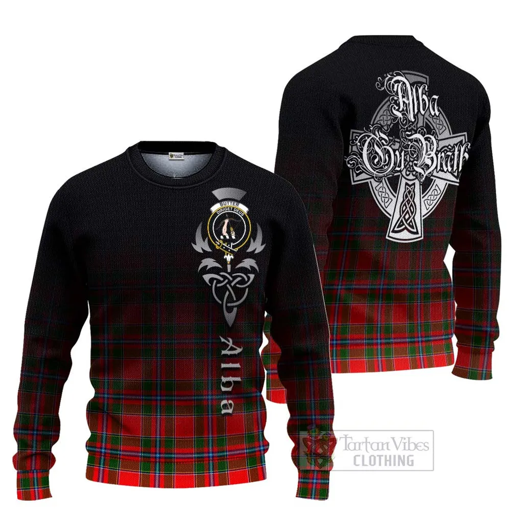 Butter Tartan Ugly Sweater Featuring Alba Gu Brath Family Crest Celtic Inspired