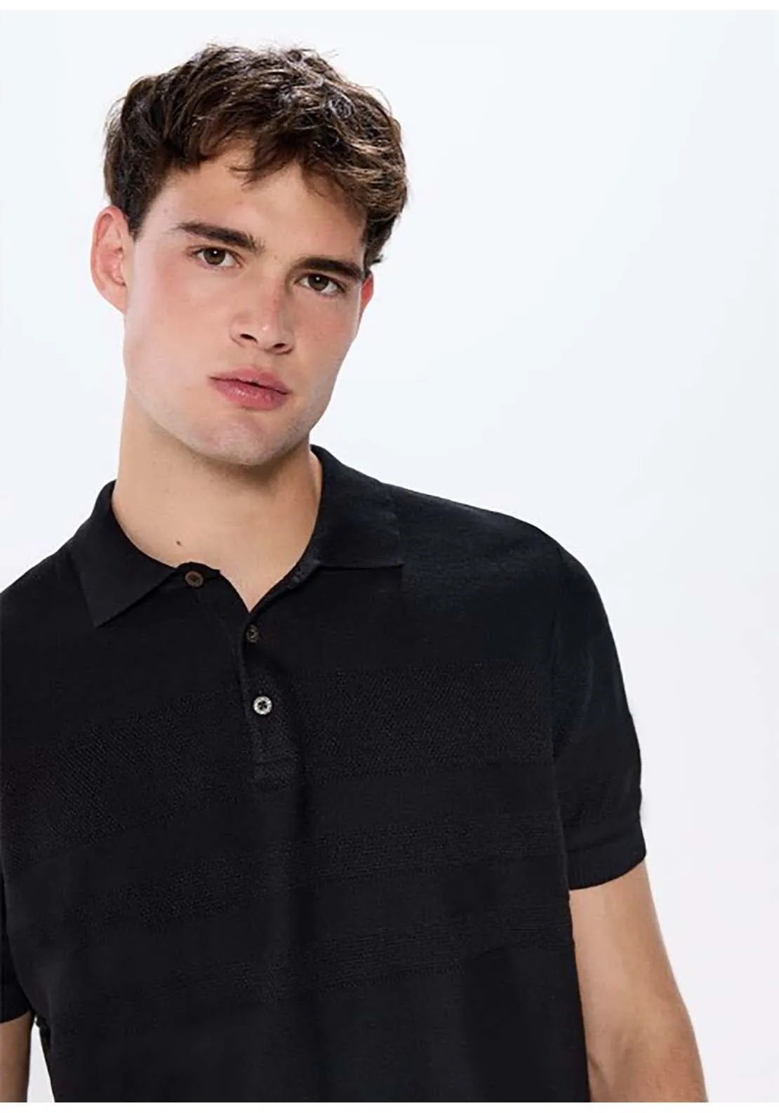 buttons polo shirt neck - Black