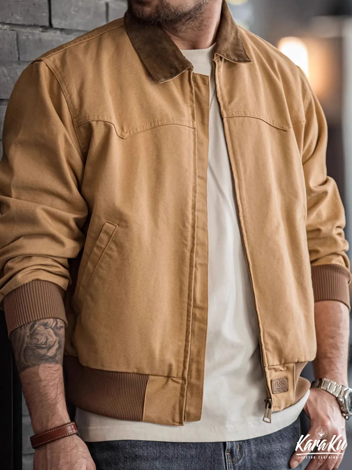 Classic Corduroy Collar Canvas Santa Fe Jacket