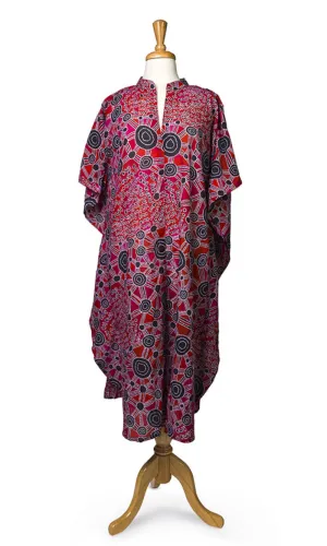 Cotton Aboriginal Art Long Kaftan by Bess Napanangka Poulson