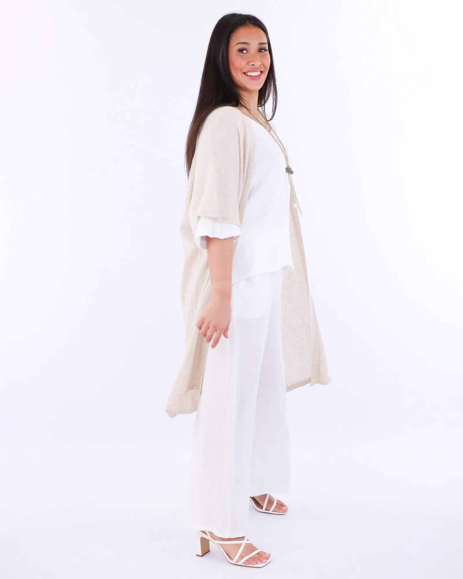 Cotton Blend Long Kimono