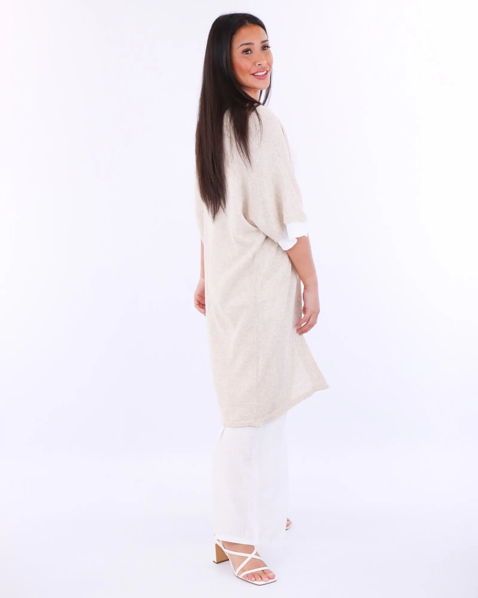 Cotton Blend Long Kimono