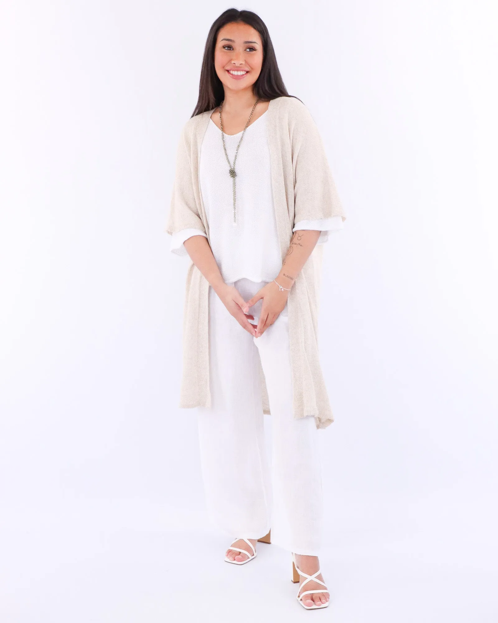 Cotton Blend Long Kimono