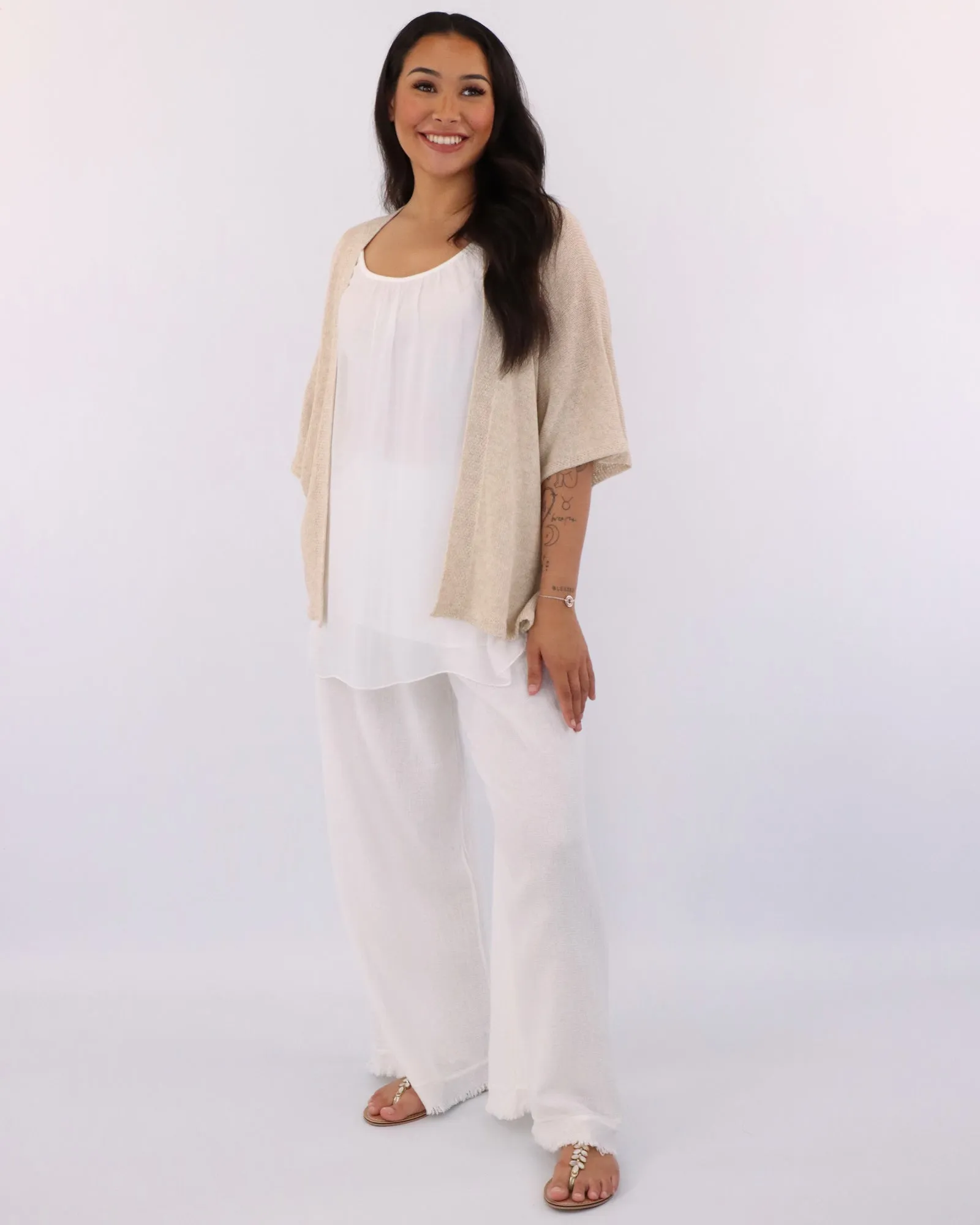 Cotton Blend Short Kimono