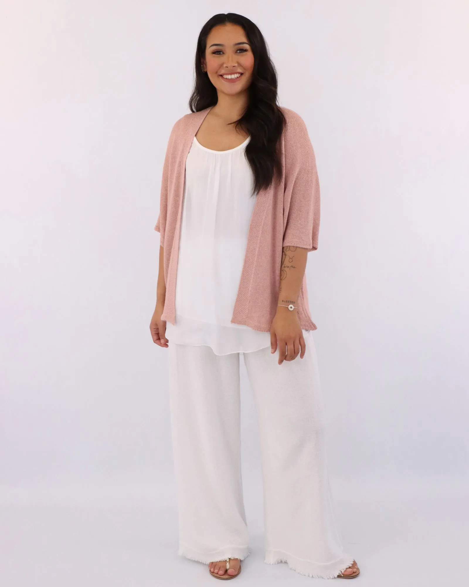 Cotton Blend Short Kimono