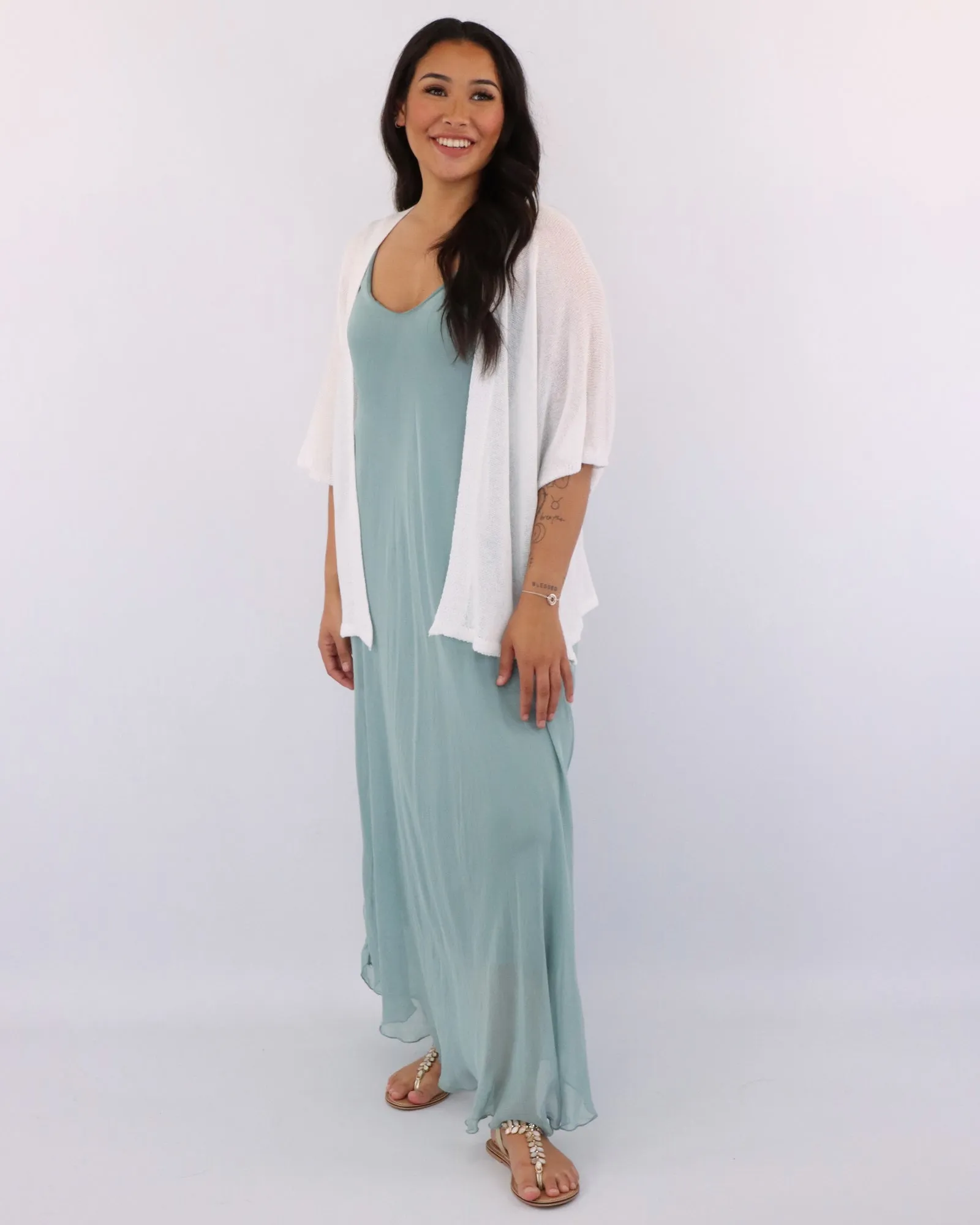 Cotton Blend Short Kimono