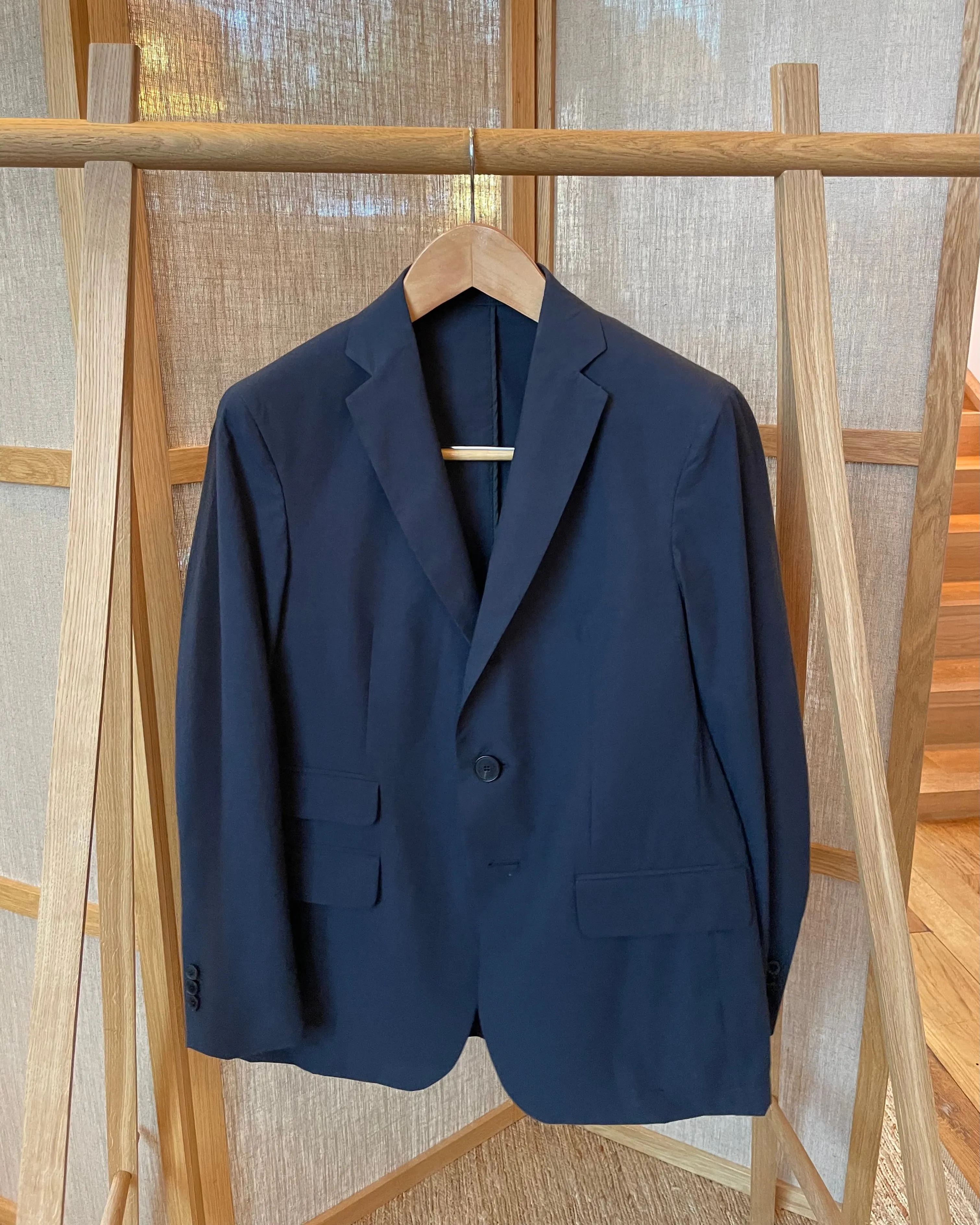 Cotton Typewriter Unconstructed Blazer | Navy