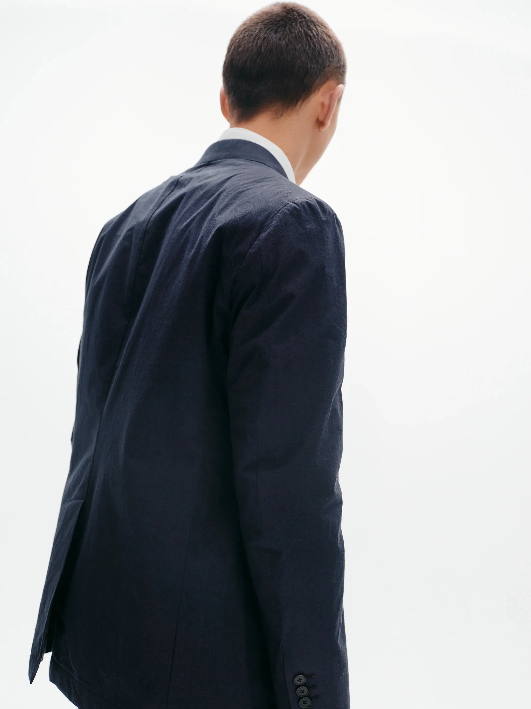 Cotton Typewriter Unconstructed Blazer | Navy