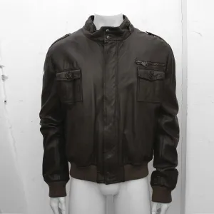 Dark Brown Leather Blouson Jacket