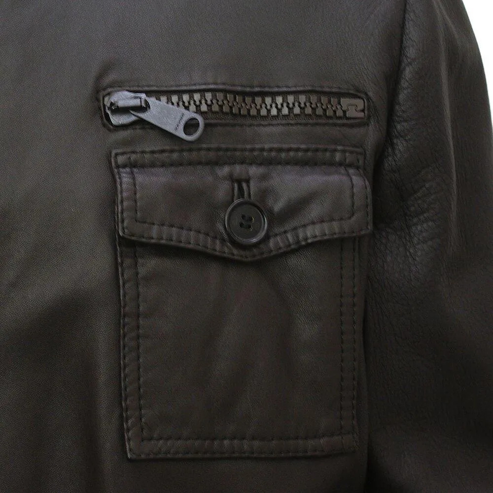 Dark Brown Leather Blouson Jacket