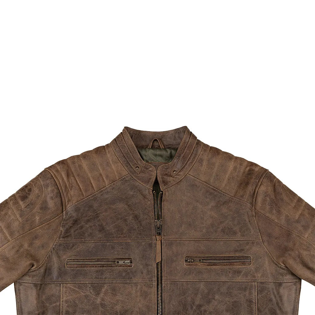 DEATH VALLEY RACER LEATHER JACKET- COCOA BROWN