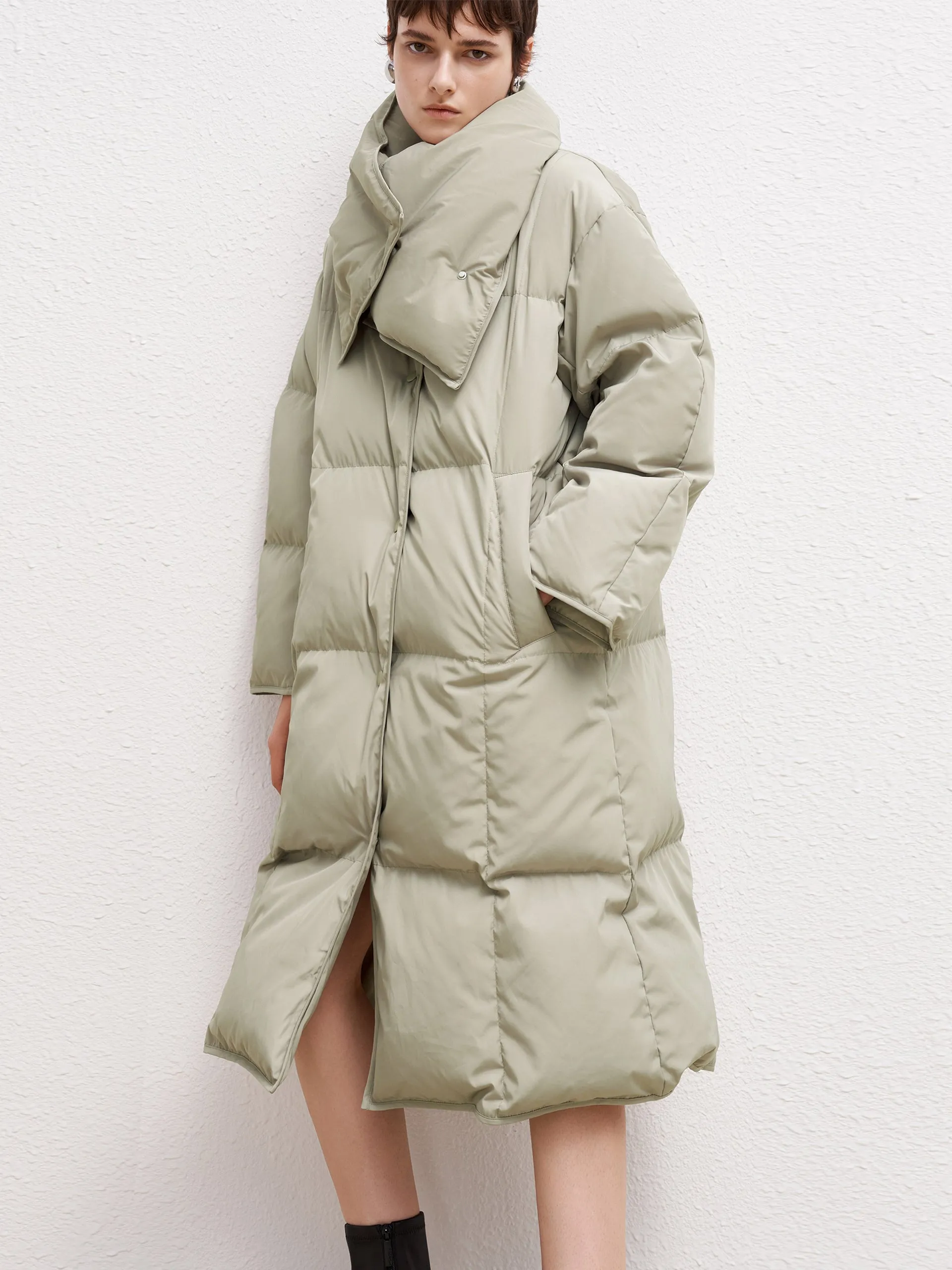 Detachable Scarf Down Coat