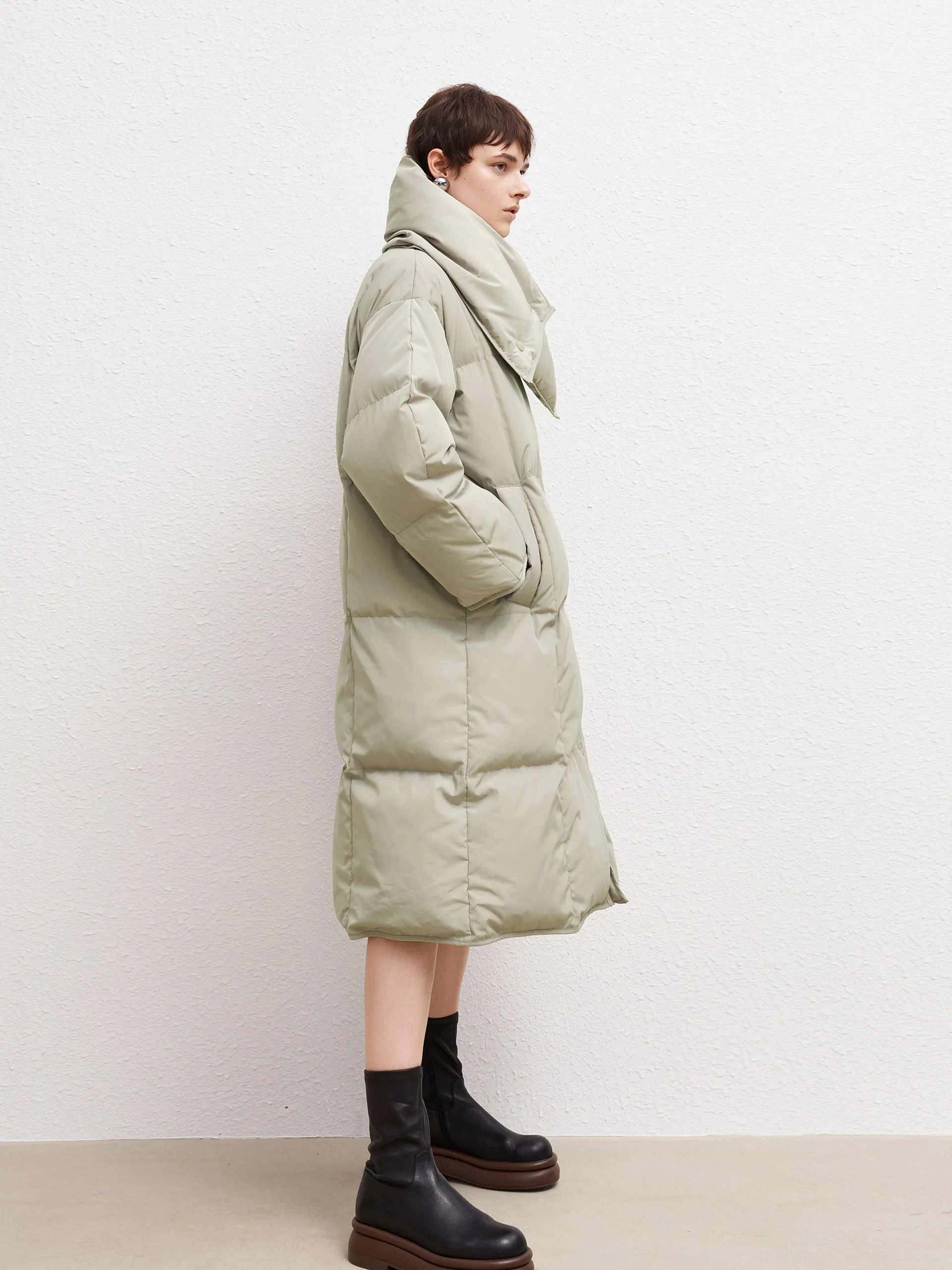 Detachable Scarf Down Coat