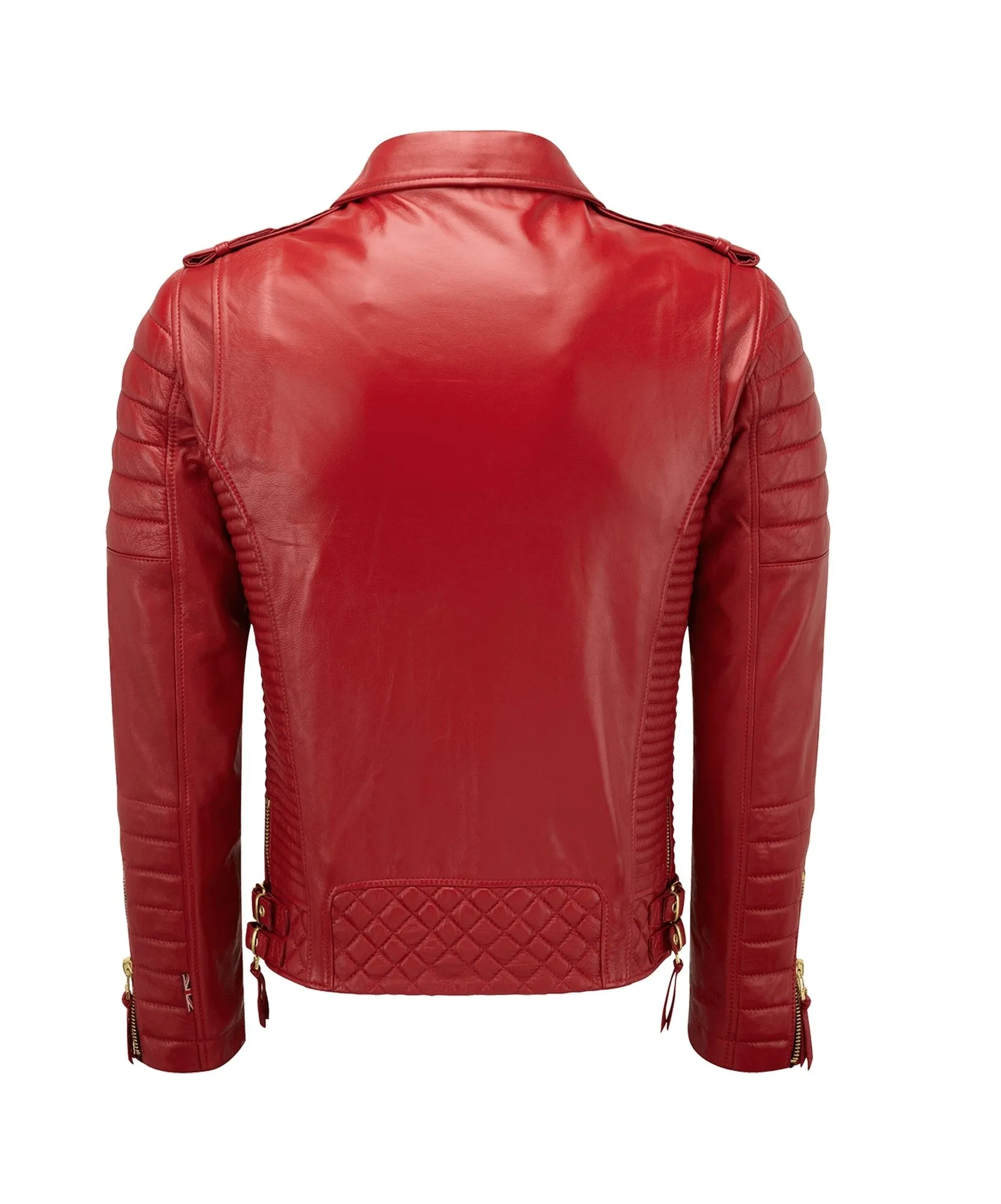 Diamond quilted Red leather jacket