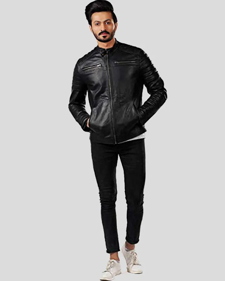 Elon Black Motorcycle Leather Jacket