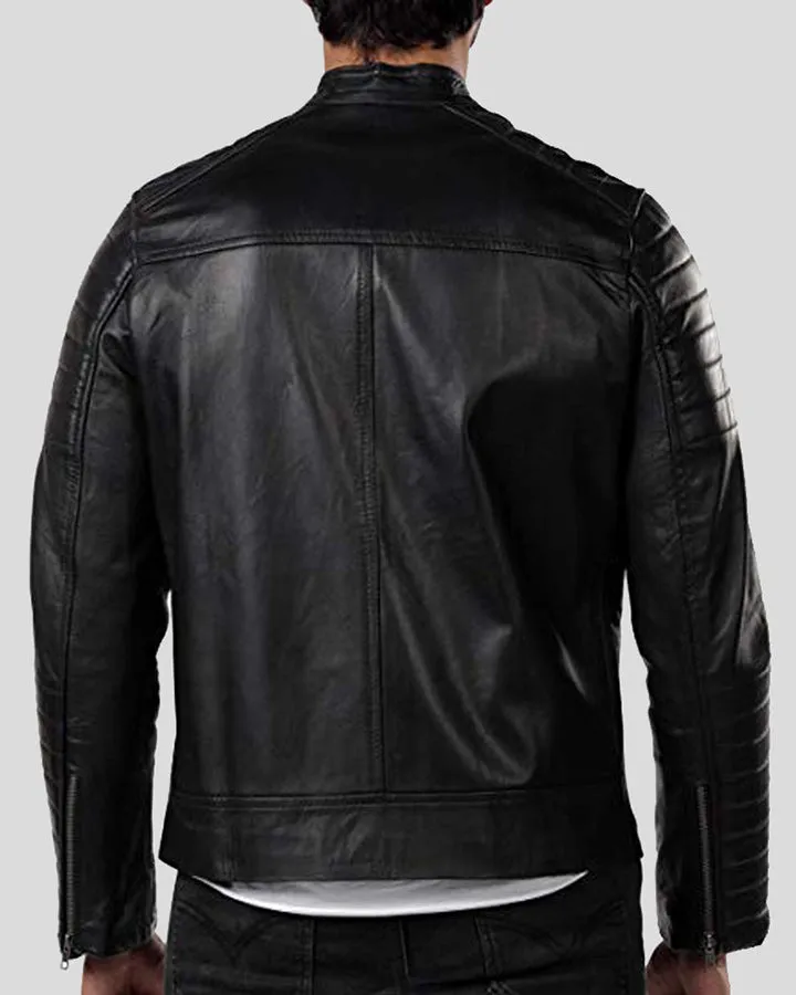 Elon Black Motorcycle Leather Jacket