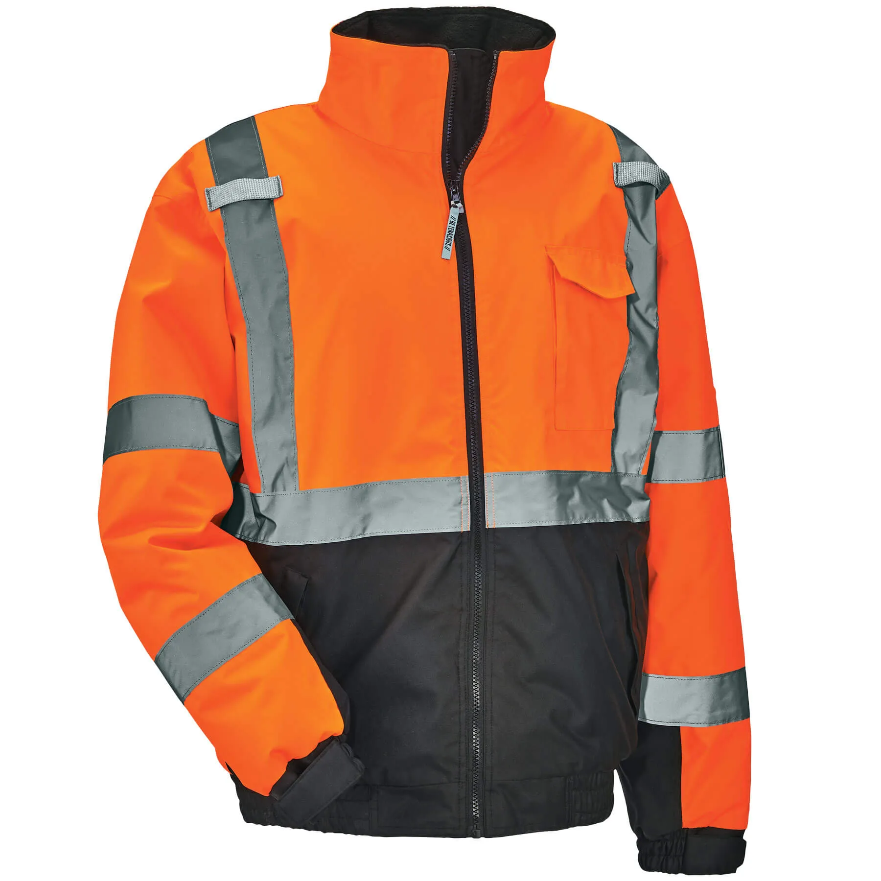 Ergodyne 25614 GloWear 8377 Type R Class 3 Quilted Bomber Jacket, Large, HV Orange