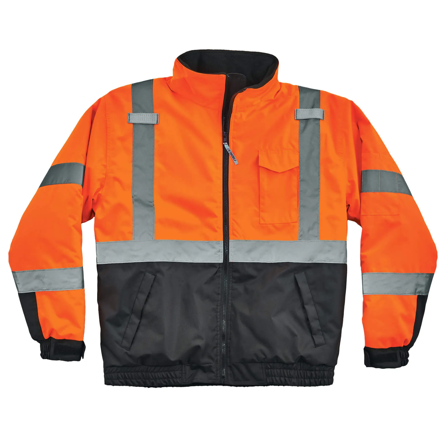 Ergodyne 25614 GloWear 8377 Type R Class 3 Quilted Bomber Jacket, Large, HV Orange