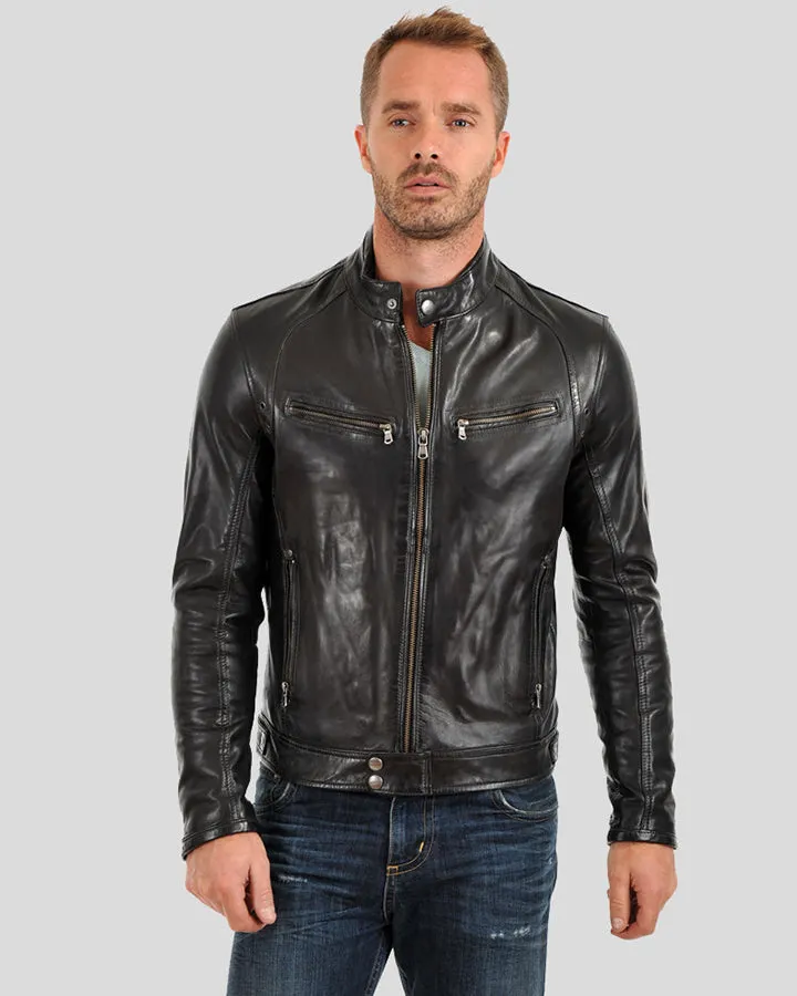 Evan Black Motorcycle Leather Jacket