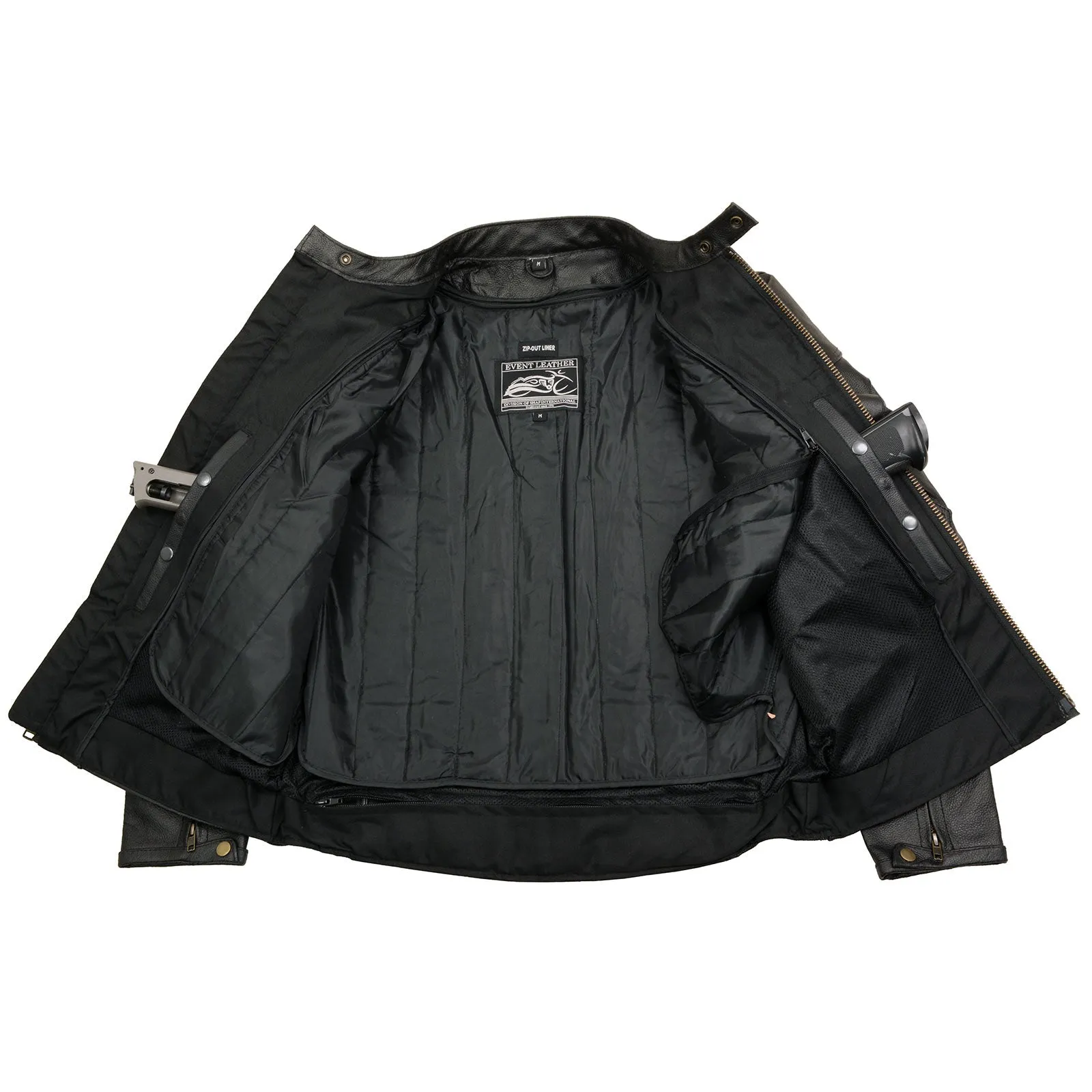 Event Leather Men's Black Side Lace Scooter Jacket with Vents Motorcycle Riding Jacket EL5410