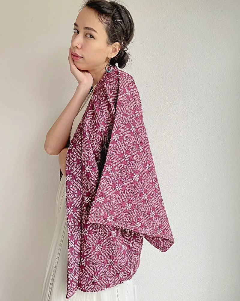 Exotic Geometric Shibori Kimono Jacket