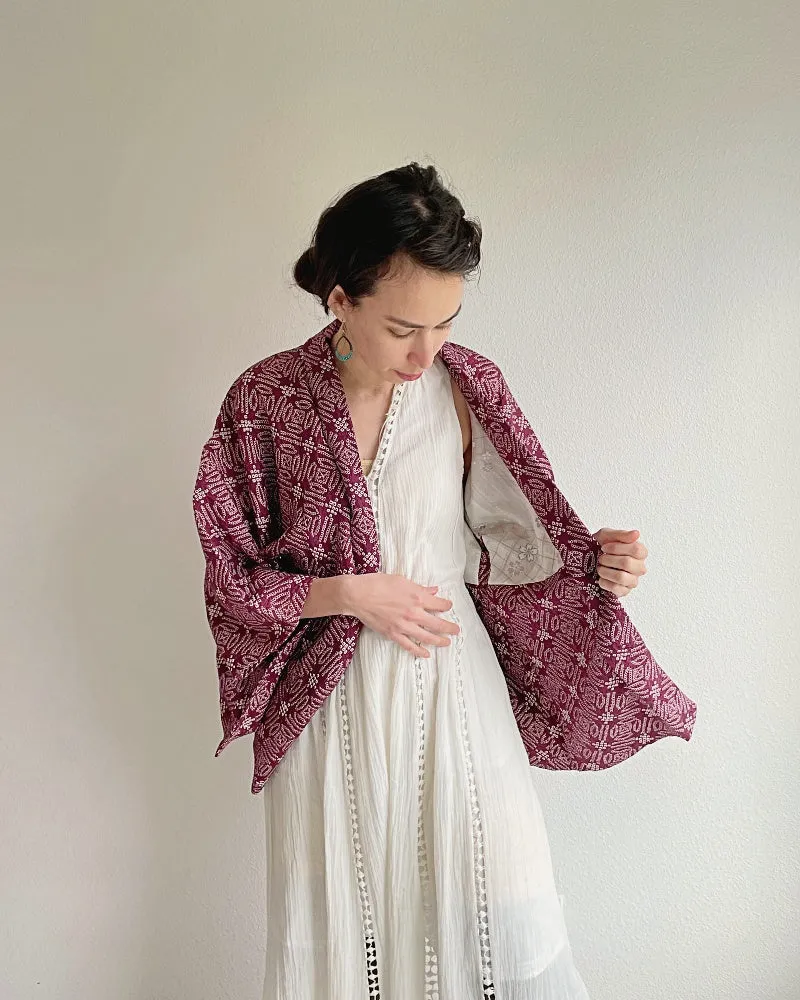 Exotic Geometric Shibori Kimono Jacket