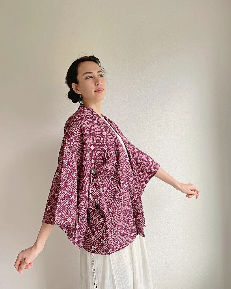 Exotic Geometric Shibori Kimono Jacket