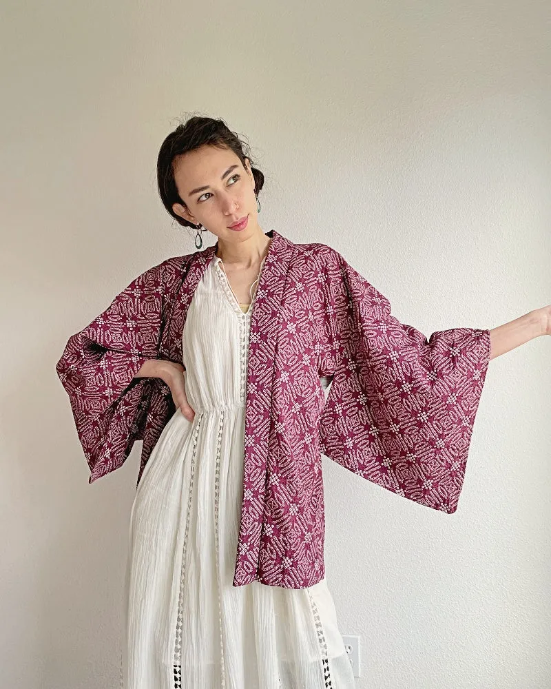 Exotic Geometric Shibori Kimono Jacket