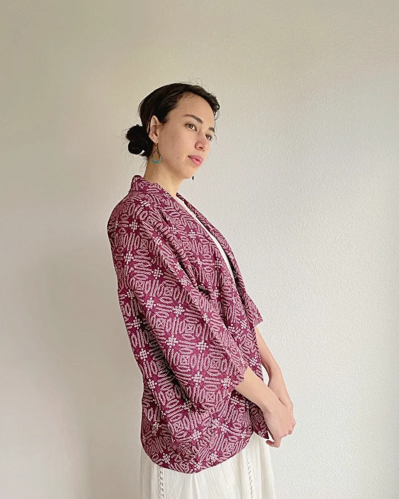 Exotic Geometric Shibori Kimono Jacket