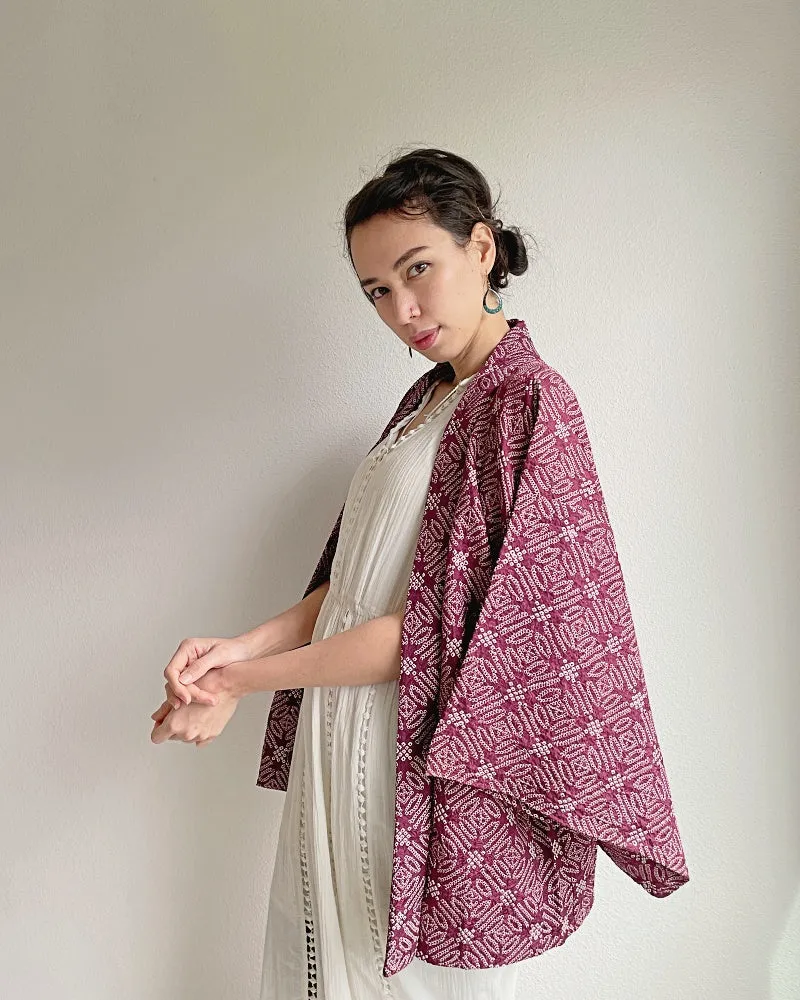 Exotic Geometric Shibori Kimono Jacket