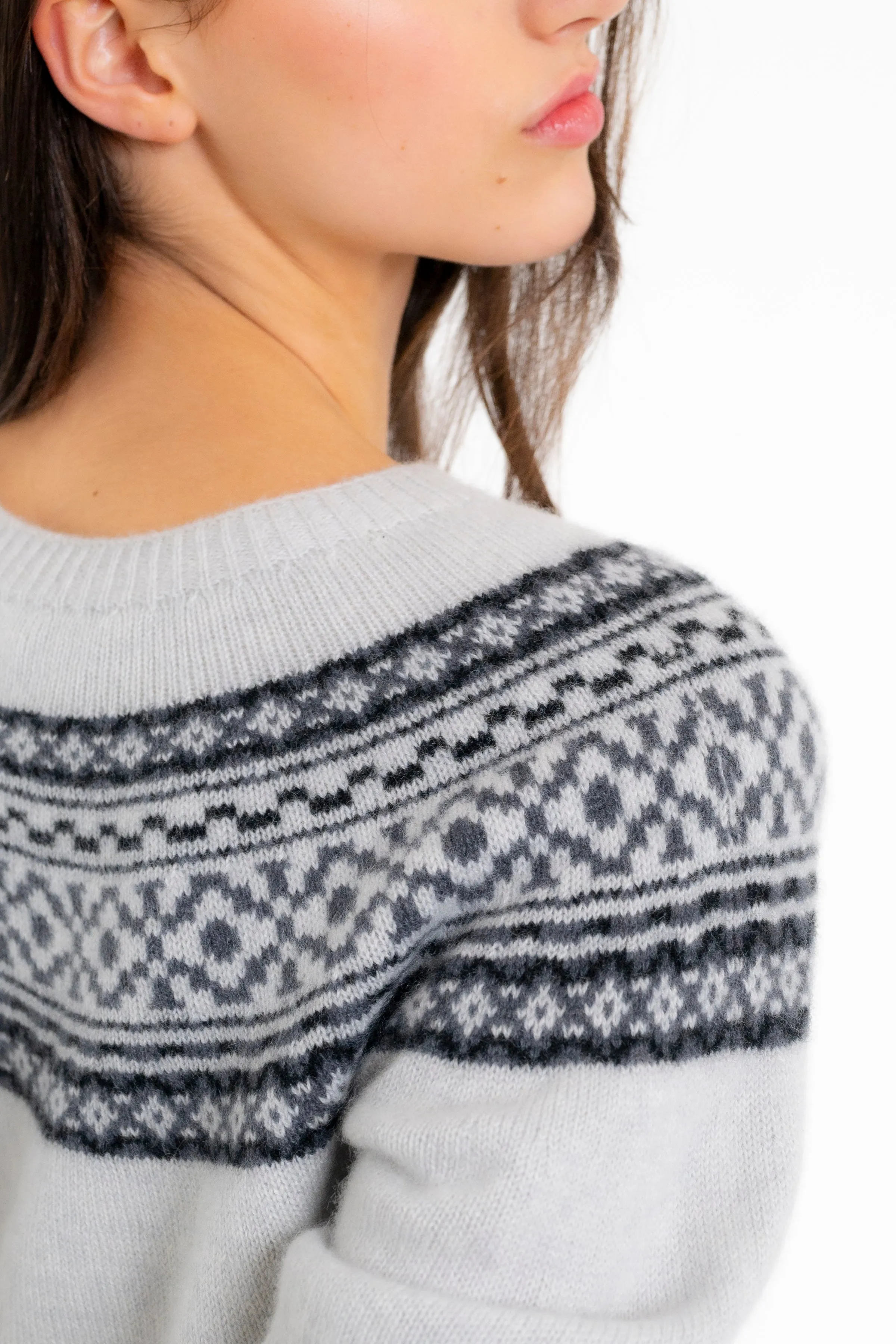 Fair Isle Cashmere Sweater Grey