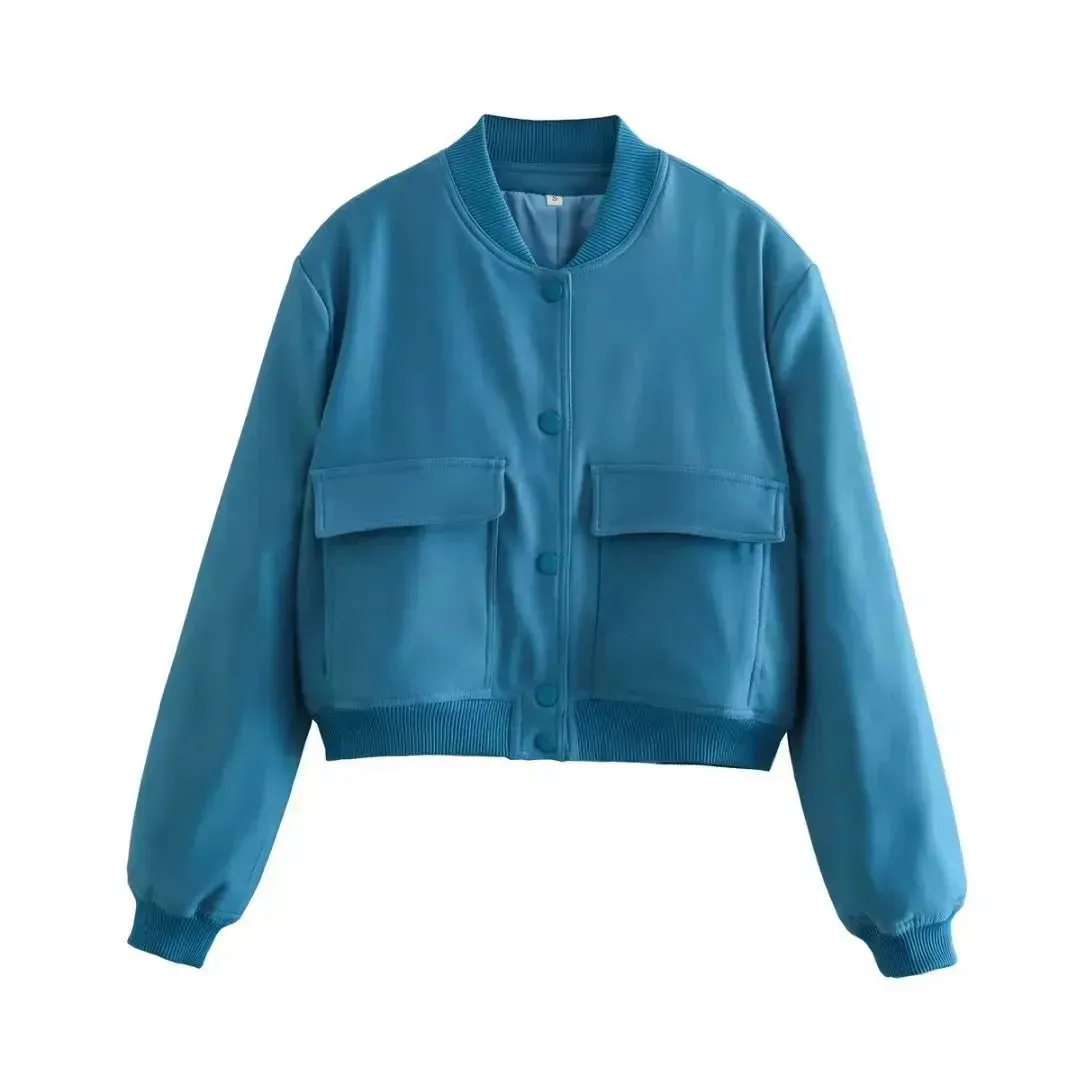 Fall Single Breasted  Cashmere Cropped Jacket for women