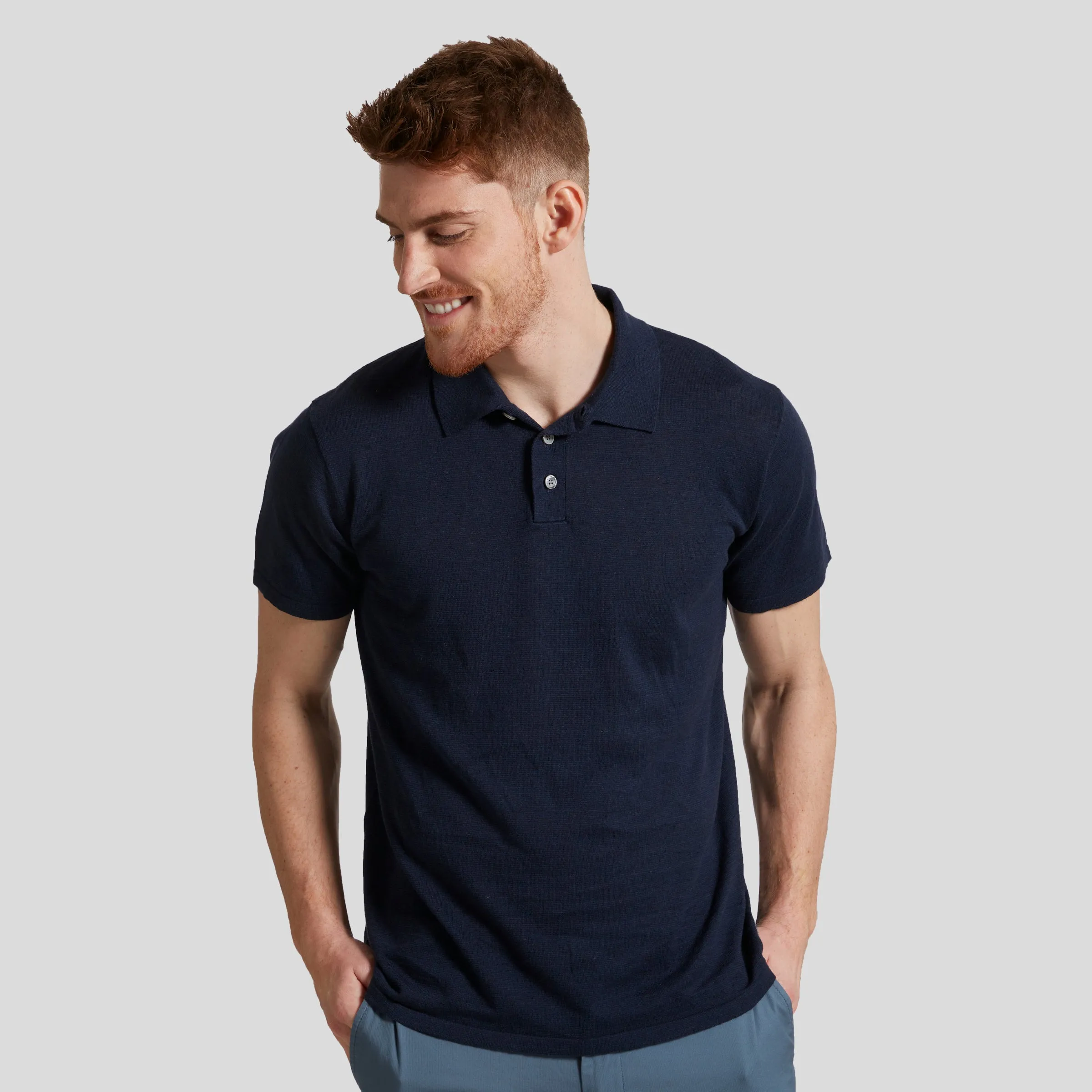 Featherweight Sweater Polo - Navy Blue